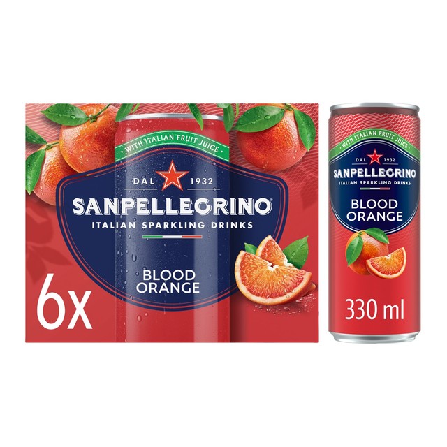 San Pellegrino Blood Orange Sparkling Fruit Beverage 6 x 330ml (British brand)