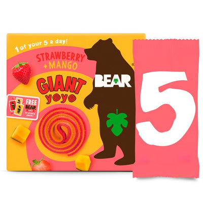 Bear Giant Fruit Yoyos Jordbær & Mango Flerpakning Fruktbar 5 x 20g