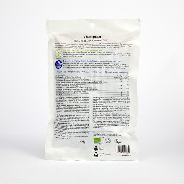 Clearspring organic seaweed crispies chilli 5x4g - British product