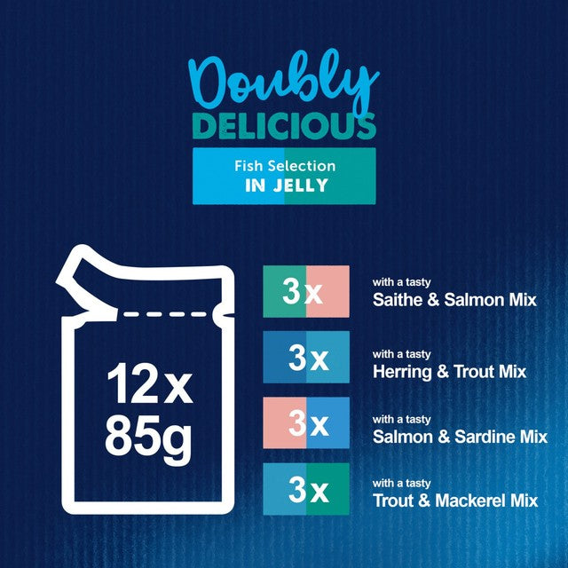 Felix Doubly Delicious fish selection in jelly cat food 12x85g - British product