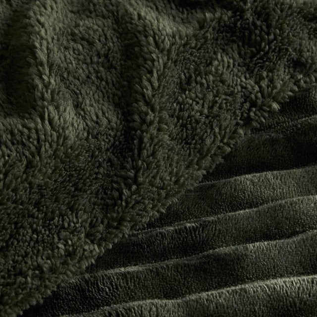 M&S fleece bedding set striped green double - British product