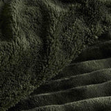 M&S fleece bedding set striped green double - British product