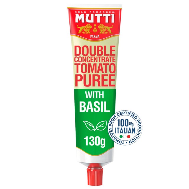Mutti tomato puree double concentrate with basil (British brand)
