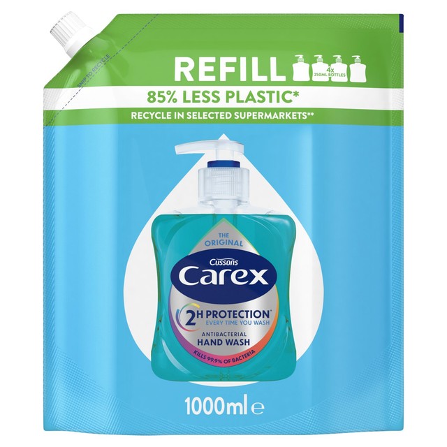Carex Original Antibacterial Hand Wash Refill Pouch 1L - British product