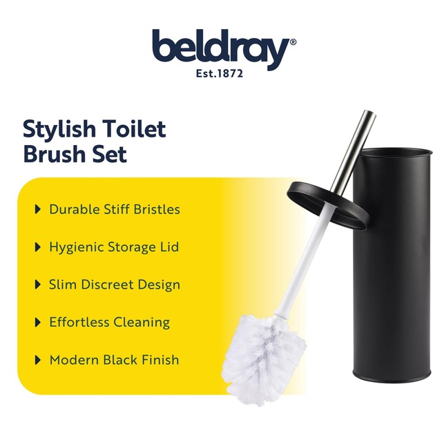 Beldray round metal toilet brush black (British brand)