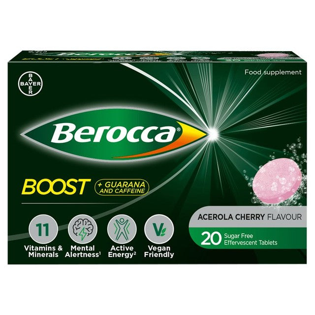 Berocca energy vitamin effervescent tablets with guarana and caffeine, 20 tablets - British product