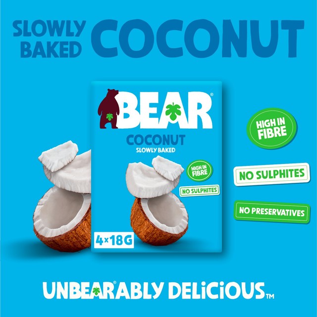Urban Fruit Bear Fruit Dried Coconut Chips, imported from the UK