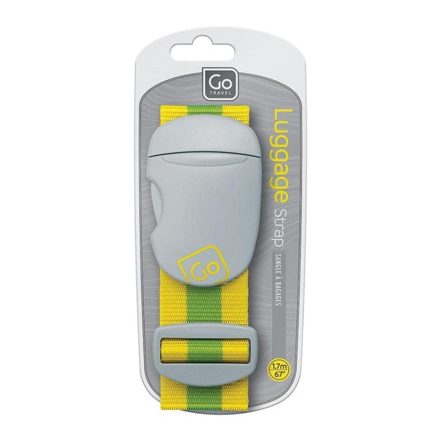 Go Travel yellow and green luggage strap, UK version