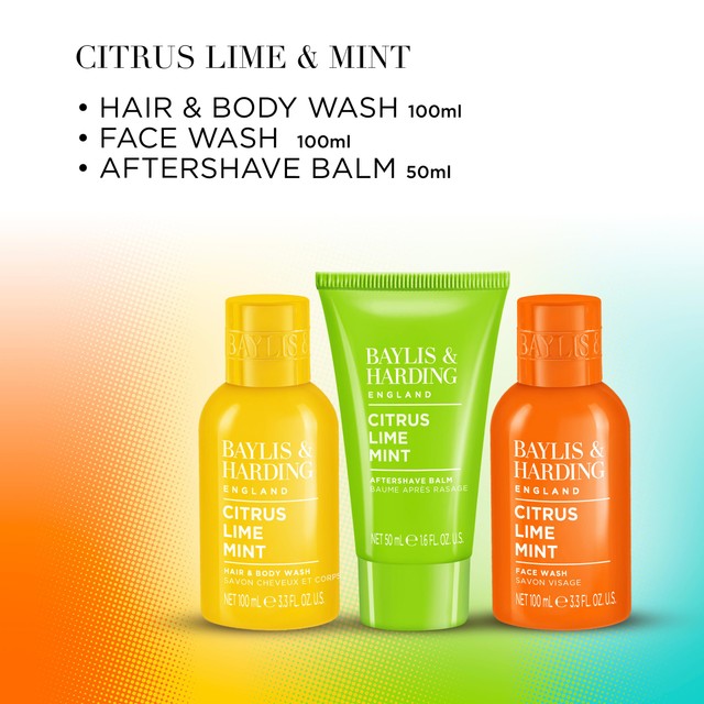 Baylis & Harding men's grooming trio with citrus, lime & mint scents - British product