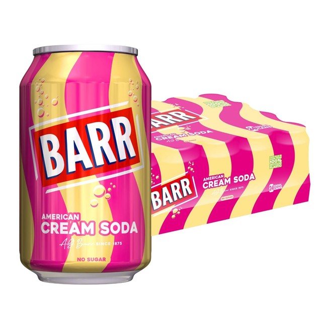 Barr American Cream Soda zero sugar soft drink (British brand)
