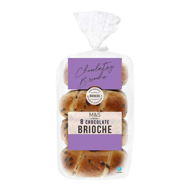M&S chocolate chip brioche rolls 8 pack, imported from the UK