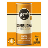 Remedy ginger lemon kombucha 4 x 330ml, imported from the UK