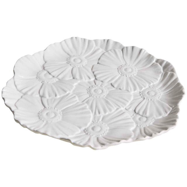 M&S Floral Platter white stoneware 35.5cm - British product