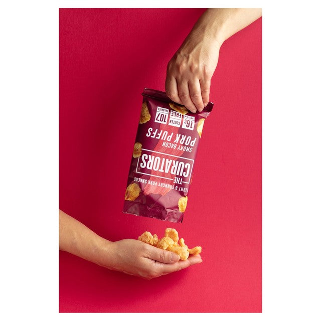 The Curators Smoky Bacon Pork Puffs 25g - British product