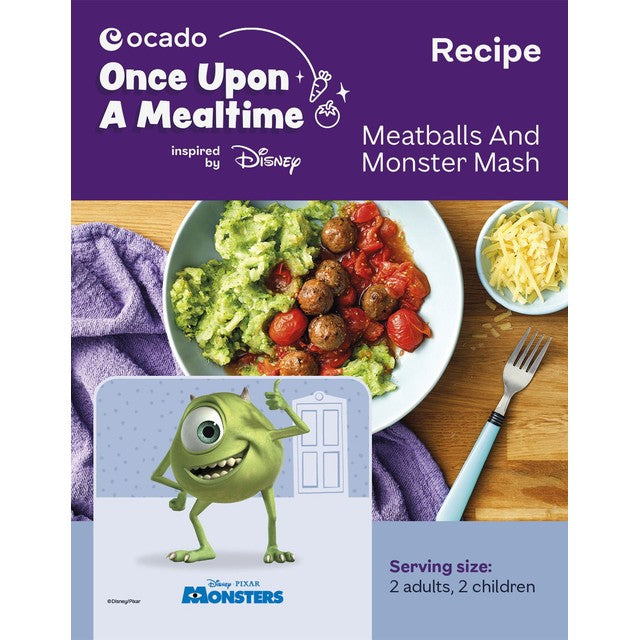 Ocado Monsters Inc recipe card, imported from the UK