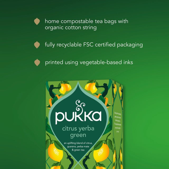 Pukka Herbs citrus yerba mate green tea bags 20 pack (British brand)