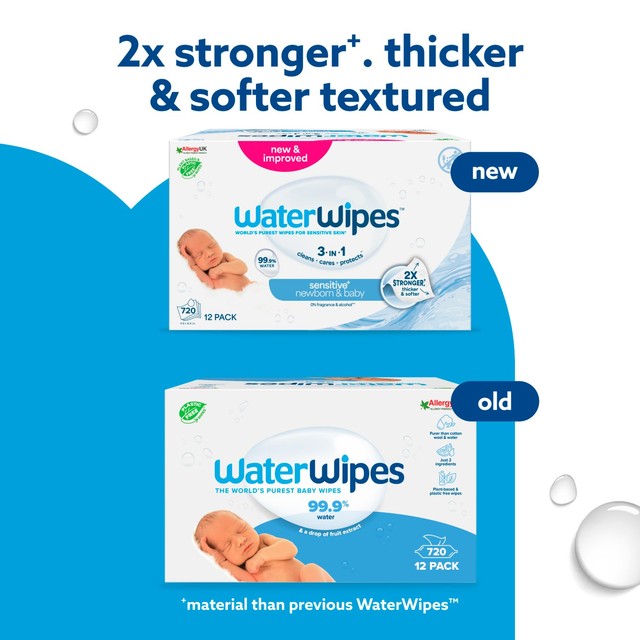 WaterWipes sensitive newborn plastic-free baby wipes 720 wipes (British brand)