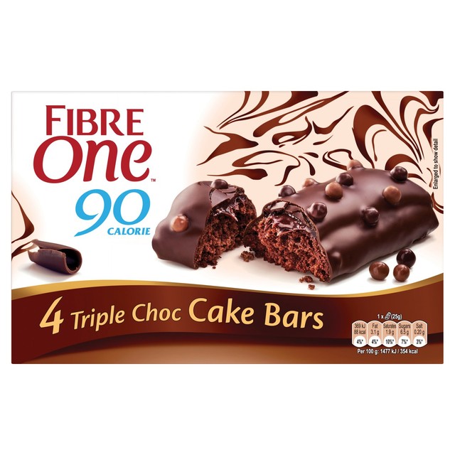 Fibre One Triple Choc Cake Bars 4 x 25g - British product