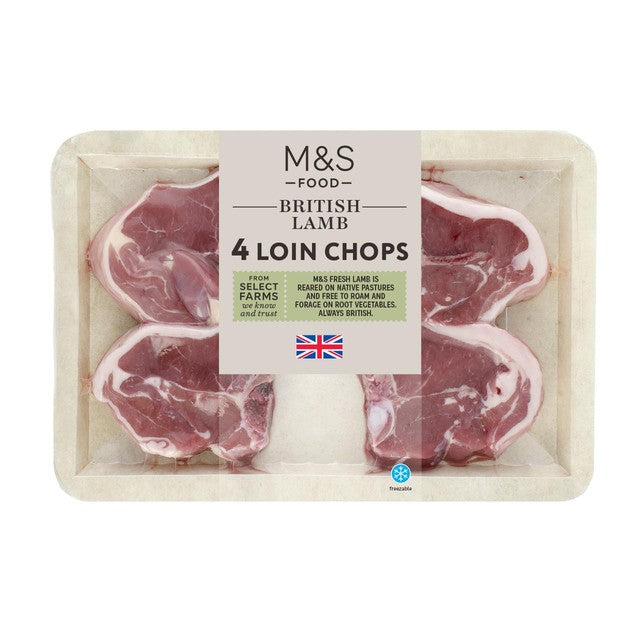 M&S 4 British lamb loin chops 360g, imported from the UK