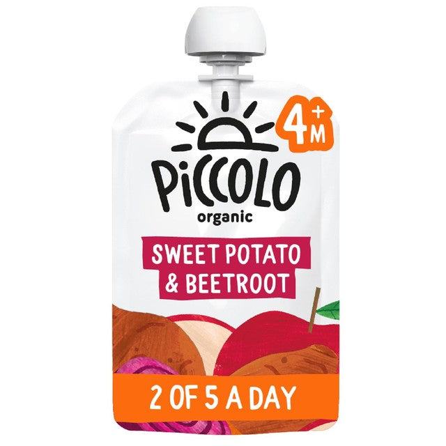 Piccolo baby food pouch with sweet potato, apple, pear, beetroot 100g, imported from the UK