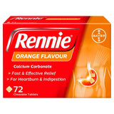 Rennie Orange Chewable Tablets 72 Pack, imported from the UK