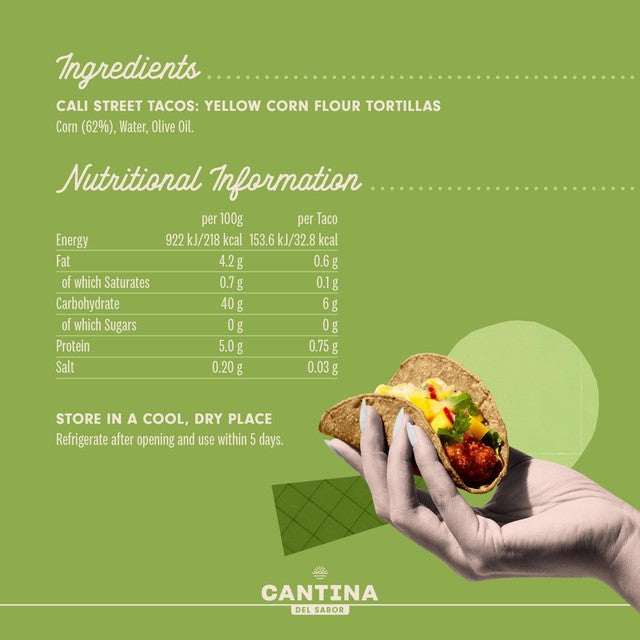 Cantina gluten free yellow corn tacos pack (British brand)