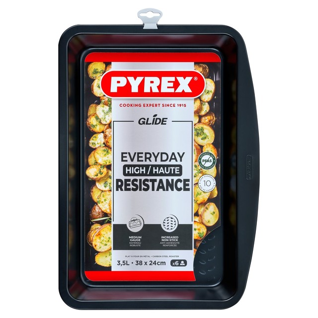 Pyrex Glide Large Rectangular Roaster 38x22cm, imported from the UK