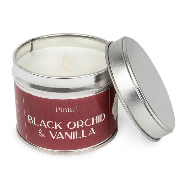 Pintail Black Orchid & Vanilla tin candle 225g, imported from the UK