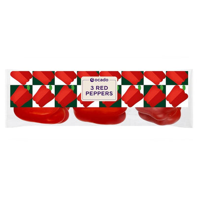 Poivrons rouges Ocado 3 paquets de légumes frais