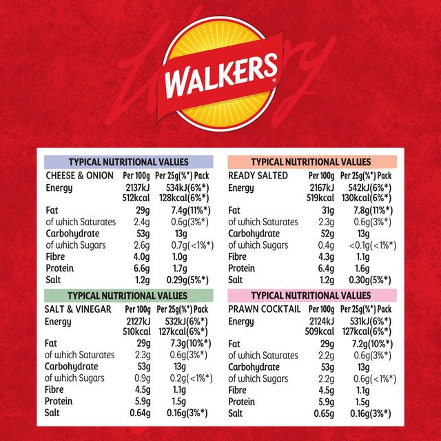Walkers Classic Variety crisps multipack with 12 packs (British brand)