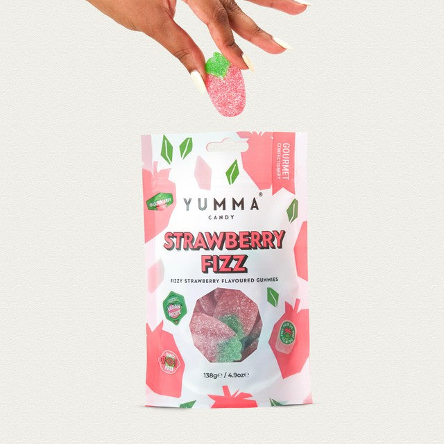 Yumma Candy Strawberry Fizz gummy sweets 138g (British brand)