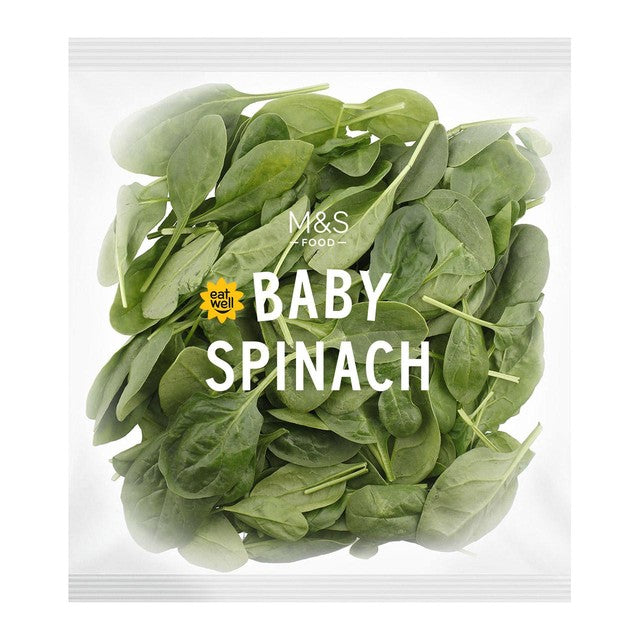 M&S Babyspinat, gewaschen und kochfertig, 80 g, importiert aus Großbritannien