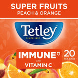 Tetley Immune Peach & Orange Fruit and Herbal Tea Bags 20 Tea Bags (British brand)