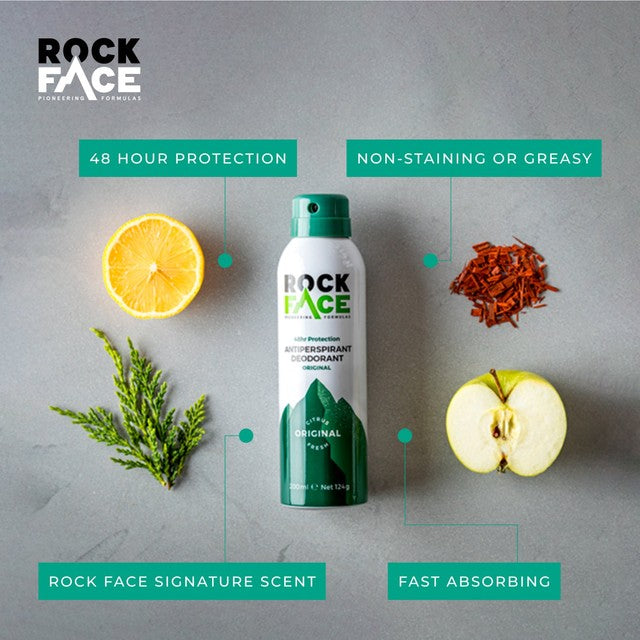 Rock Face Original Antiperspirant Spray 200ml, imported from the UK