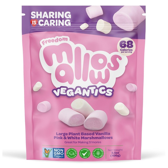 Freedom Mallows vegan marshmallows vanilla flavour pink and white 105g - British product
