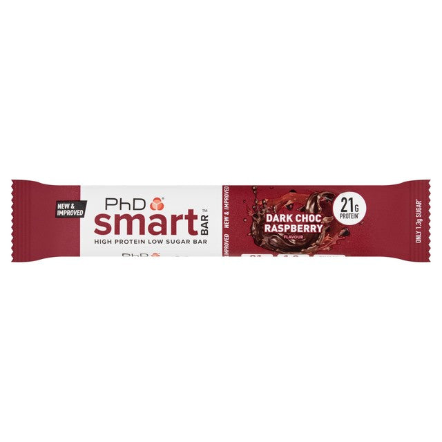 PHD Nutrition Dark Choc Raspberry protein bar 64g, imported from the UK