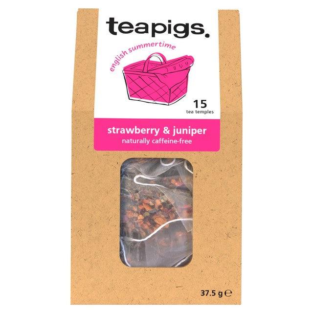 Teapigs Strawberry and Juniper fruit infusion tea temples, UK version