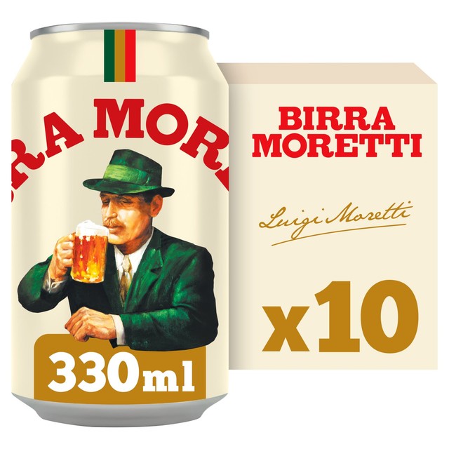 Birra Moretti lager beer 10 x 330ml cans - British product