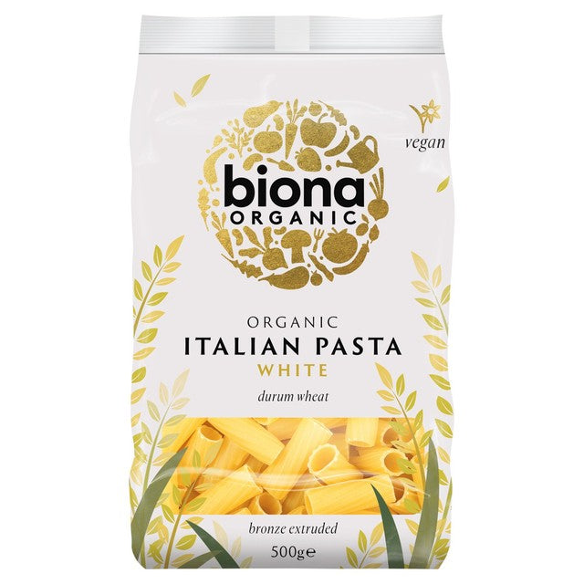 Biona organic white rigatoni pasta 500g - British product