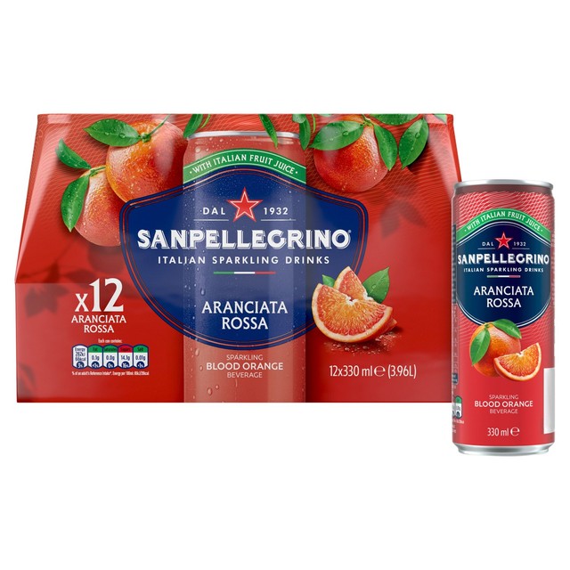 San Pellegrino Blood Orange Italian sparkling drink 12 x 330ml (British brand)