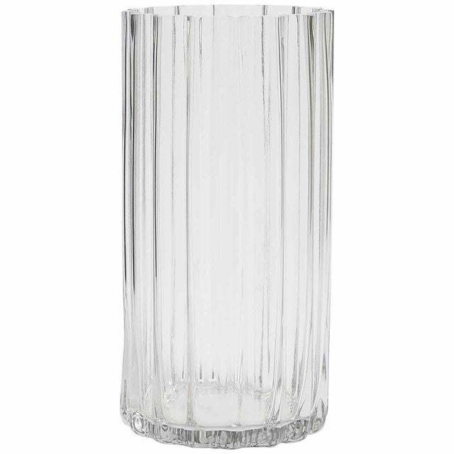 M&S ridged glass cylinder vase clear one size, imported from the UK