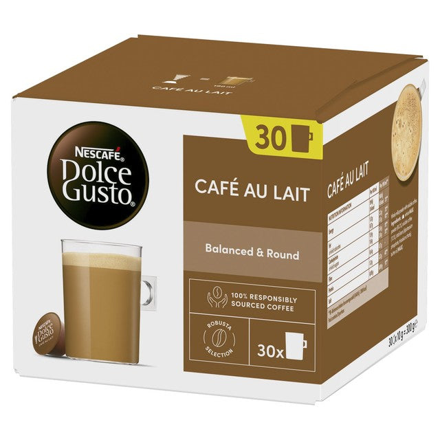Dolce Gusto Café Au Lait coffee capsules 30 pack, imported from the UK