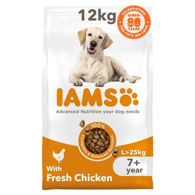 M&S Iams Advanced Nutrition Senior Large Breed Dog Food with Fresh Chicken 12kg- Buy online at McGrocer