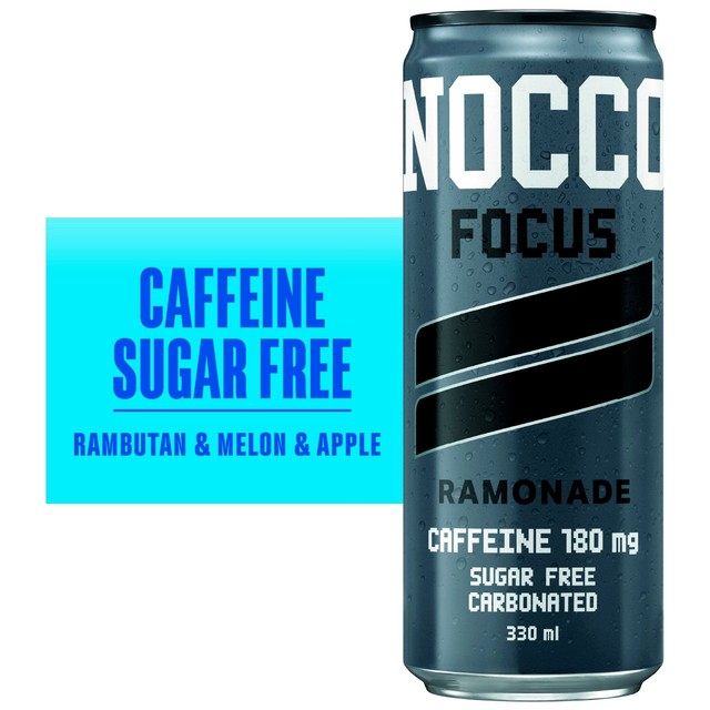 Nocco Focus Ramonade energy drink 330ml, imported from the UK