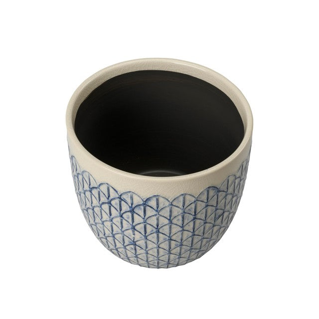 Burgon & Ball geometric indoor pot 18cm, creme geo pattern - British product