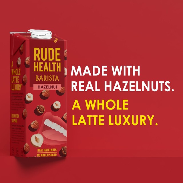 Rude Health hazelnut barista drink, imported from the UK