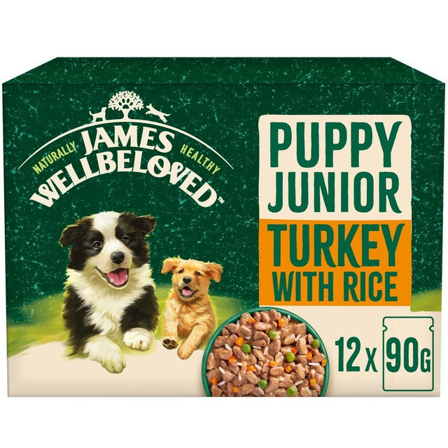 James Wellbeloved puppy turkey gravy pouches 12x90g (British brand)