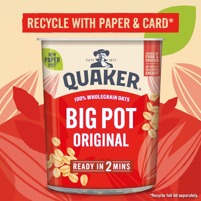 Quaker original porridge pot 60g, imported from the UK