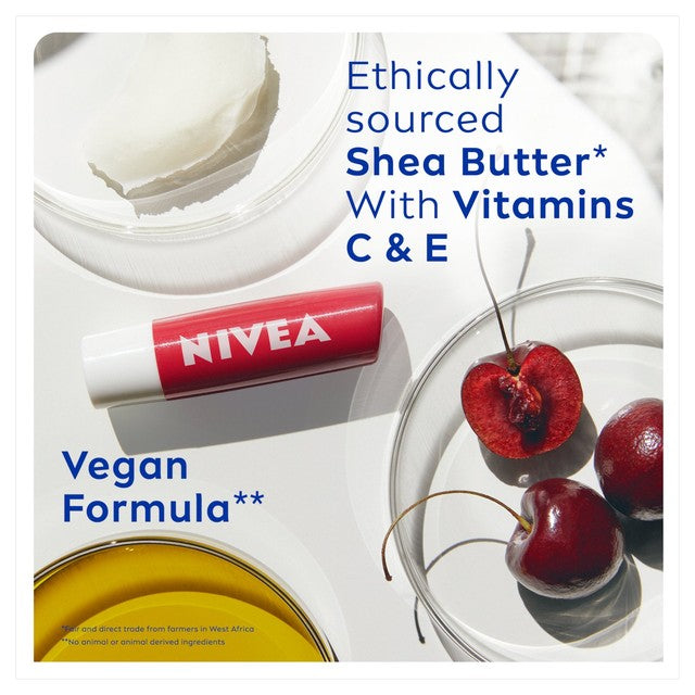 Nivea cherry shine lip balm 4.8g, imported from the UK