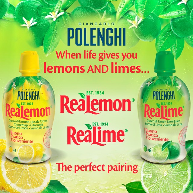 ReaLime lime juice from concentrate 200ml bottle, imported from the UK